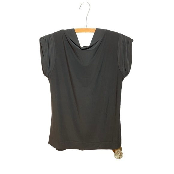 WHBM Black Cowl Neck Banded Short Sleeve Blouse Size M SALE 💰 - Picture 4 of 9